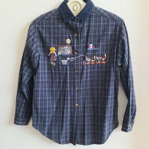 #Vintage Cotton Plaid Shirt#